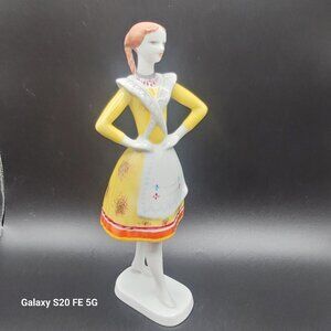 VTG Hungarian Girl Traditional Folk Costume Hollohaza Porcelain Figurine Woman